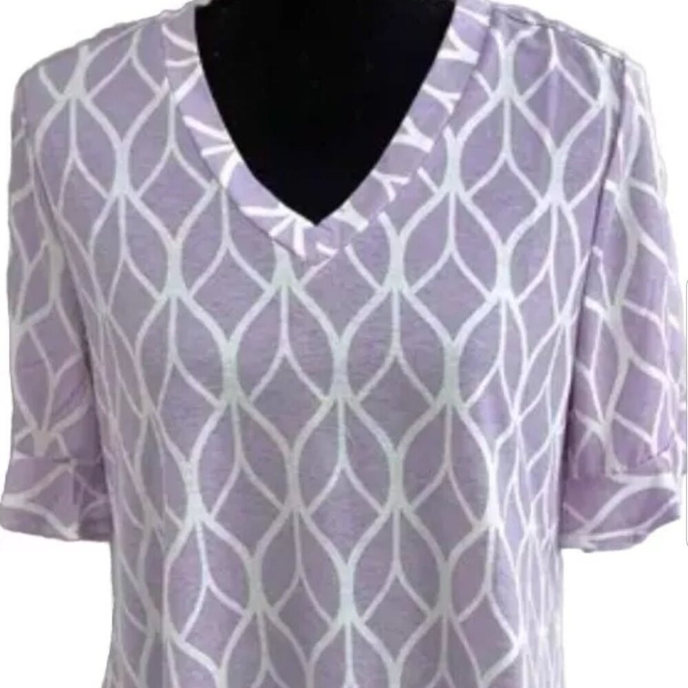 Flirty lilac tunic top with ruffle sleeve size Small/Medium